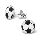 Laimons Kinder-Ohrstecker Fußball Platte Sterling Silber 925 -