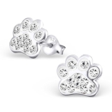 Laimons Kinder-Ohrstecker Hundepfote mit Zirkonia weiß Sterling Silber 925 -