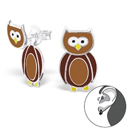 Laimons Kinder-Ohrstecker Kinderschmuck Eule braun Sterling Silber 925 -