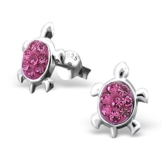 Laimons Kinder-Ohrstecker Kinderschmuck Schildkröte Glitzer rosa Sterling Silber 925 -