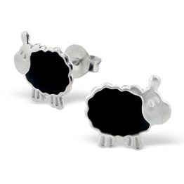 Laimons Kinder-Ohrstecker Schaf schwarz Sterling Silber 925 -