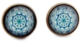 Miss Lovie Damen Ohrstecker Blatt Ohrringe Leaf Cabochon 12mm Ohrschmuck Blattmotiv Blau -