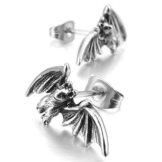 MunkiMix Edelstahl Gestüt Stecker Ohrringe Ohrstecker Ohrhänger Silber Schwarz Fledermaus Flügel Engelsflügel Gotik Punk Rock -