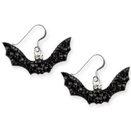 Ohrringe Fledermaus Gothic Black Bat schwarz 925er Sterling Silber mit schwarzen Zirkonia besetzt -