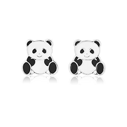 Ohrringe für Mädchen mit gepiercten Ohren, inkl. Geschenkbeutel, Panda-Motiv -