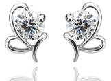 Ohrstecker Damen mädchen 925er Sterling Sliber Glitter Zirkonia Hohle Bogen Nette Ohrringe -