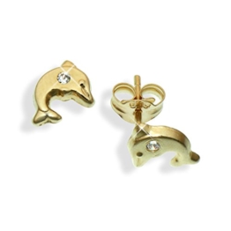 Ohrstecker echt 14 Karat Gold 585 Delphin Delfin & Zirkonia (Art.811056) -