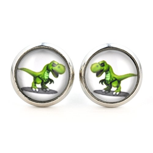 Ohrstecker "T-Rex" von SCHMUCKZUCKER® Ohrringe silberfarben Dino (12mm) -