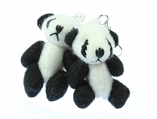 Panda Ohrringe Pandaohrringe Miniblings Pandabär Bambus Zoo Bär 3D Plüsch -