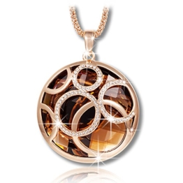 Pauline & Morgen "Champagner" Damen-Kette Halskette mit Anhänger Kristall Collier rosegold -