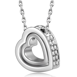 Pauline & Morgen Damen Kette mit gravur "Ich liebe dich für immer" Herz Kristallen von Swarovski geburtstagsgeschenke muttertagsgeschenke Weihnachtsgeschenke valentinstag geschenk geschenke für frauen -