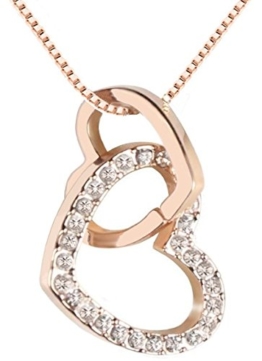 QUADIVA C! Damen Halskette Herzkette Kette mit Anhänger Herz (Farbe: rosegold) verziert mit funkelnden Kristallen von Swarovski® -