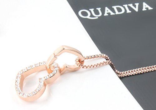 QUADIVA C! Damen Halskette Herzkette Kette mit Anhänger Herz (Farbe: rosegold) verziert mit funkelnden Kristallen von Swarovski® -