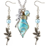 Schmuck Set Kette & Ohrringe Phiole der Lichtfee - hellblau - Glücksbringer by Katharina Fairytale® -