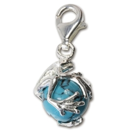 SilberDream 925 Sterling Silber Charm Frosch Kugel türkis Anhänger für Armband Kette Ohrring FC244T -