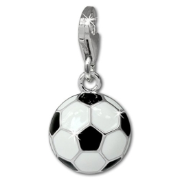 SilberDream Charm Fußball schwarz/weiß 925 Sterling Silber Charms Anhänger für Armband Kette Ohrring FC880W -