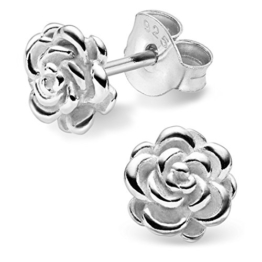 Silvinity 925 Silber Ohrstecker Blume klein - Damen Ohrringe Stecker Rosen Blüte Ø6mm #SV-158-S -