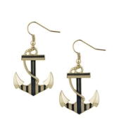 SIX "Marine" goldene Damen Ohrringe Ohrhänger mit großem Anker & Tau, Blau, Weiß maritim (475-387) -