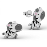 SL-Collection Kinderohrringe Zebra grau weiss 925 Silber -