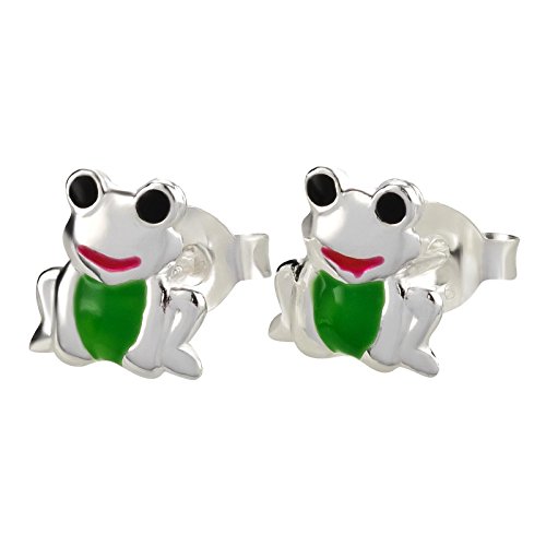 SL-Silver Kinder Ohrringe lustiger Frosch 925 Silber in Geschenkbox -