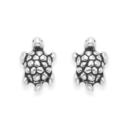 Sterling Silber Schildkröte Ohrstecker - Größe: Small - 5 mm x 7 mm 5093. In Geschenkverpackung -