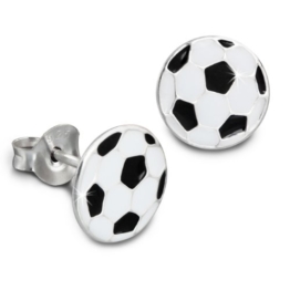 SterlinX Kids - Ohrstecker mit Emaille-Lack - Fußball schwarz/weiß - für Kinder aus 925er Sterling Silber - D1SDO8114S -
