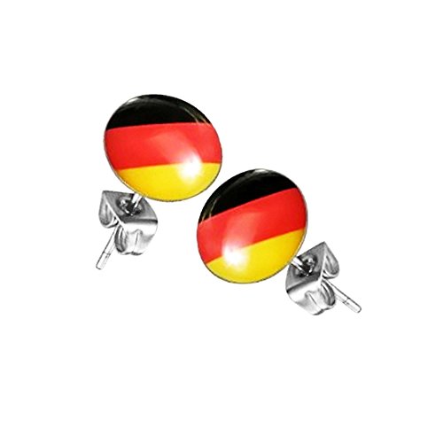 Taffstyle® Fußball Fanartikel 1 Paar Ohrstecker Ohrringe Stecker mit Fussball Weltmeisterschaft WM & EM Europameisterschaft 2016 Deutschland - Schwarz Rot Gold -