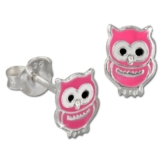 Tee-Wee Kinder Ohrring Eule rosa 925 Sterling Silber Kinderohrstecker Kinderschmuck SDO8101P -