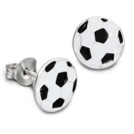 Tee-Wee Kinder Ohrring Fußball schwarz/weiß 925 Sterling Silber Kinderohrstecker Kinderschmuck SDO8114S -