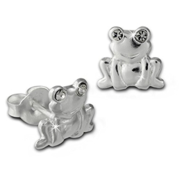 Teenie-Weenie Kinder Ohrring Frosch weiß Silber Ohrstecker Kinderschmuck TW SDO8022W -