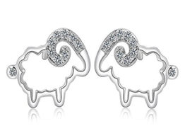 Unendlich U 925 Sterling Silber Kubische Zirkonia Süßes Schaf-Ohrstecker Ohrringe für Damen/Mädchen -