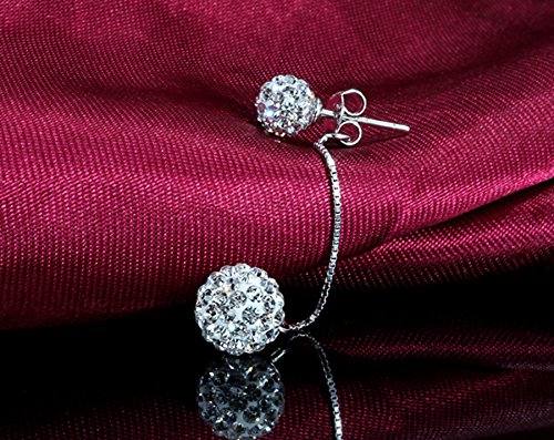 Unendlich U 925 Sterling Silber Österreiche Doppel-Kristallkugel Ohrstecker Ohrgehönge Ohrringe für Damen Tränenform -