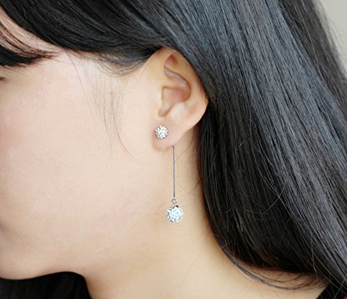 Unendlich U 925 Sterling Silber Österreiche Doppel-Kristallkugel Ohrstecker Ohrgehönge Ohrringe für Damen Tränenform -