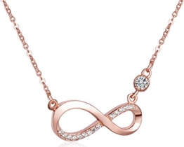 Unendlich U Fashion Unendlichkeit Zeichen Damen Halskette 925 Sterling Silber Zirkonia Anhänger Kette mit Anhänger, Rosegold -