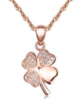 Unendlich U Klassisch Vierblaettriges Kleeblatt Damen Halskette 925 Sterling Silber Zirkonia Anhänger Kettenhänger, Rosegold -