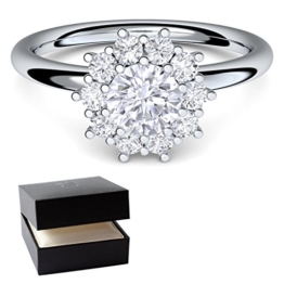 ** Verlobungsringe mit SWAROVSKI Zirkonia Stein ** Silber 925 + LUXUSETUI* Cocktailring moderner SWAROVSKI Ring Designerring Einkaräter Antrag Silberringe Ring wie Diamant Weißgold AM48 SS925ZIFAZIFA -