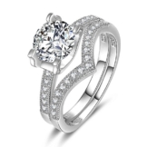 VIKI LYNN Verlobungsringe Eheringe Trauringe Partnerringe 2 Ringe in Sterling Silber 925 und 1 Karat rund Zirkonia -