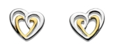 Dew Ohrstecker Doppelherz, Sterlingsilber und mit Roségold vergoldet -