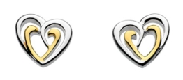 Dew Ohrstecker Doppelherz, Sterlingsilber und mit Roségold vergoldet -
