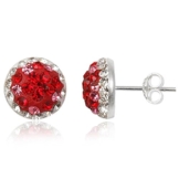 EYS JEWELRY® Damen-Ohrringe Kreis rund 10 x 10 mm Preciosa Elements Glitzer Kristalle 925 Sterling Silber rot weiß im Etui Damenohrstecker -