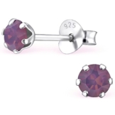 EYS JEWELRY® Damen-Ohrringe Kreis rund 4 x 4 mm Swarovski Elements Glitzer Kristalle 925 Sterling Silber lila violett im Etui Damenohrstecker -