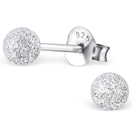 EYS JEWELRY® Damen-Ohrringe Kugeln Bälle Perlen 4 x 4 mm blank 925 Sterling Silber silber im Etui Damenohrstecker -