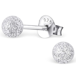 EYS JEWELRY® Damen-Ohrringe Kugeln Bälle Perlen 4 x 4 mm blank 925 Sterling Silber silber im Etui Damenohrstecker -