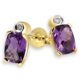 Goldmaid Damen-Ohrstecker 333 Gelbgold 2 Amethyst 2 Brillanten 0,02ctFa O972GG -