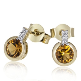 Goldmaid Damen-Ohrstecker 585 Gelbgold 4 Diamanten  2 Citrine -