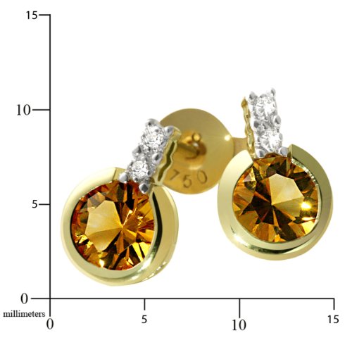 Goldmaid Damen-Ohrstecker 585 Gelbgold 4 Diamanten  2 Citrine -