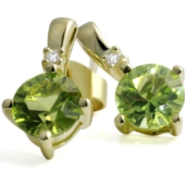 Goldmaid Damen-Ohrstecker 9 Karat 375 Gelbgold 2 Brillanten 0,03 ct. 2 Peridot Fa O973GG375 -