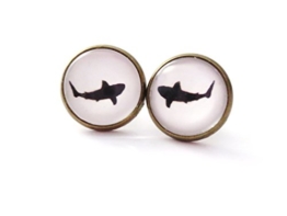 Hai Silhouetten Ohrstecker Cabochon Ohrringe Damenschmuck maritim 12mm -