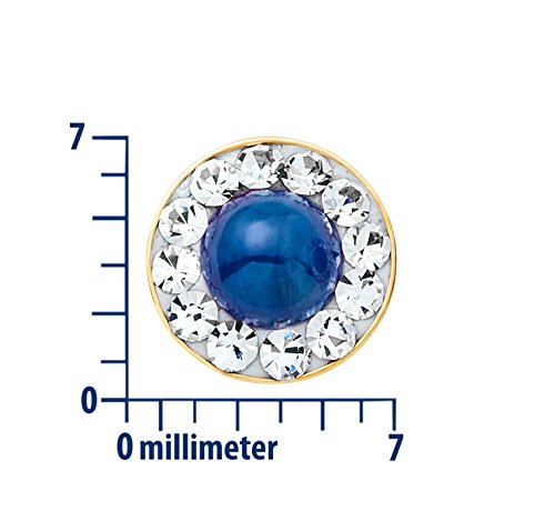 Miore Damen-Ohrstecker 375 Gelbgold 2 Saphire blau 24 Swarovski-Kristalle farblos 7 mm -