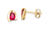 Miore Damen-Ohrstecker 375 Gelbgold mit Rubin -